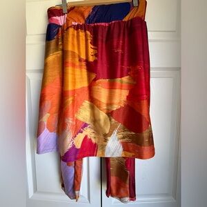 Abstract Multicolor athletic skirt with attached leggings